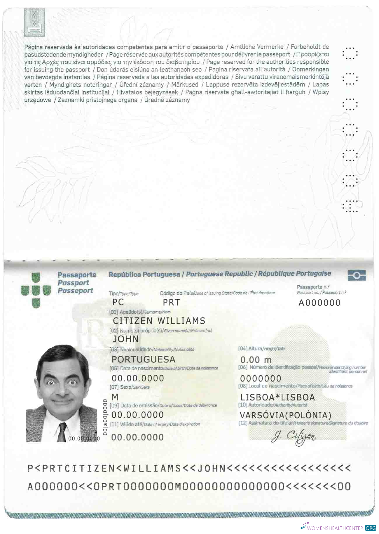Download Portugal passport (2006 2017) Photoshop template